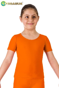 MAGLIETTA DANZA LYCRA MEZZA MANICA ARANCIO BAMBINA